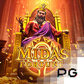 Midas Fortune game icon showing a gold-themed reel set with coin and crown motifs